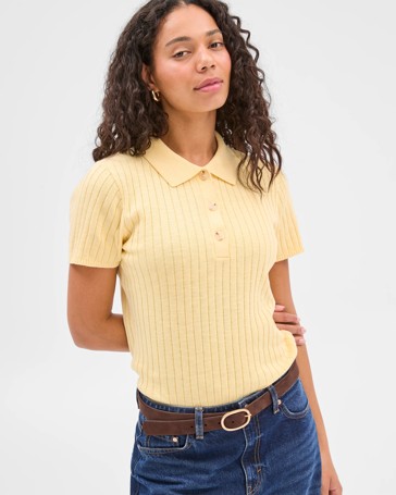Australian Cotton/Linen Blend Knitted Polo Top