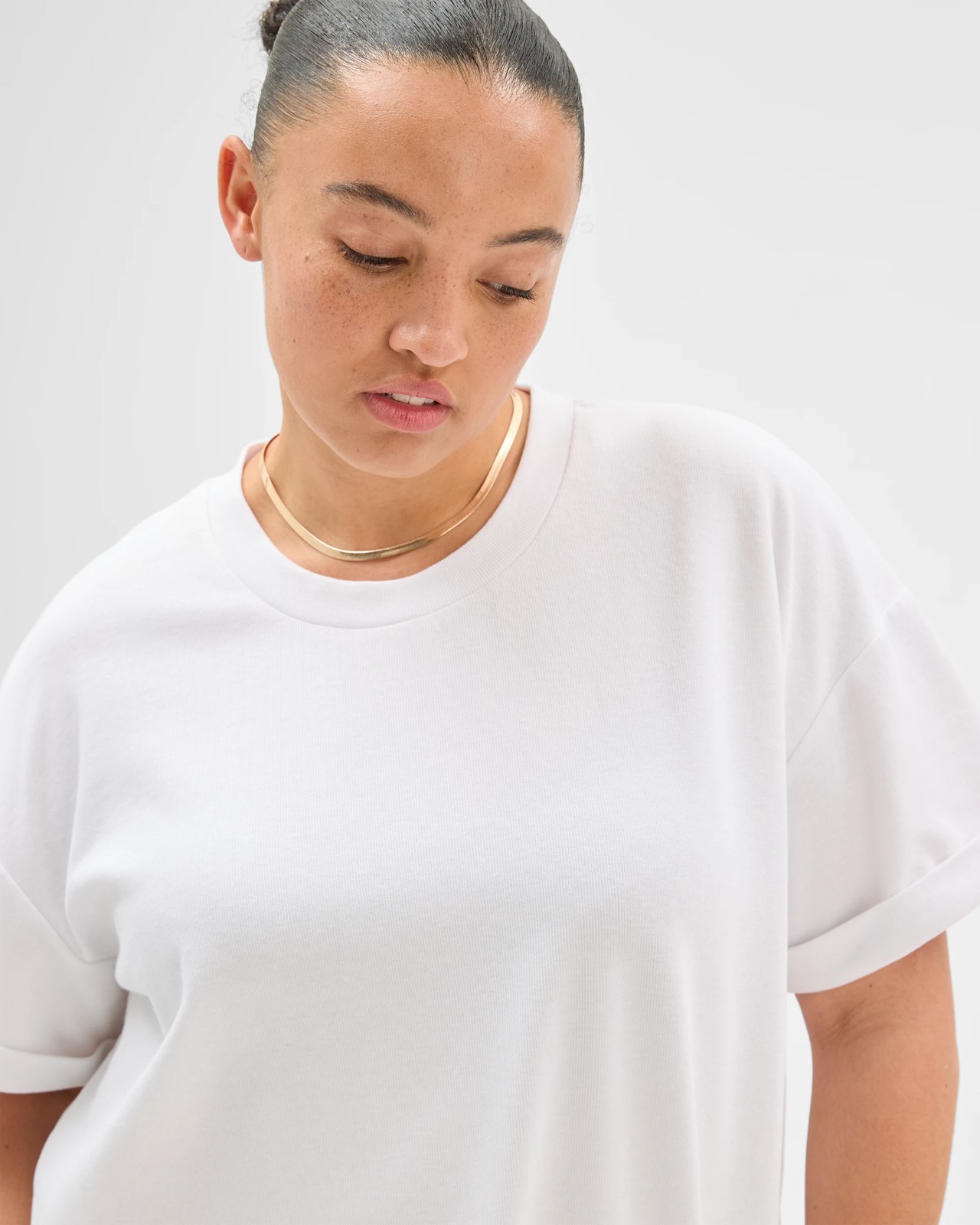 Plus Size Turnback Cuff Boxy T-Shirt - White 4 of 6