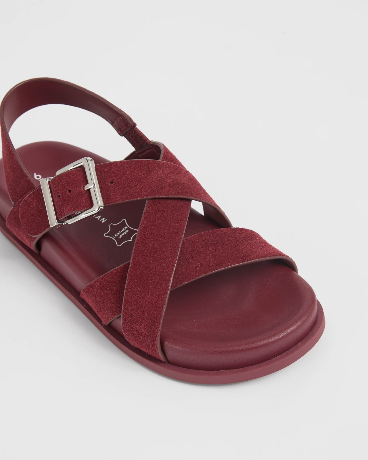 Genuine Suede Leather Strap Sandals - Danny - Burgundy Suede 3 of 3