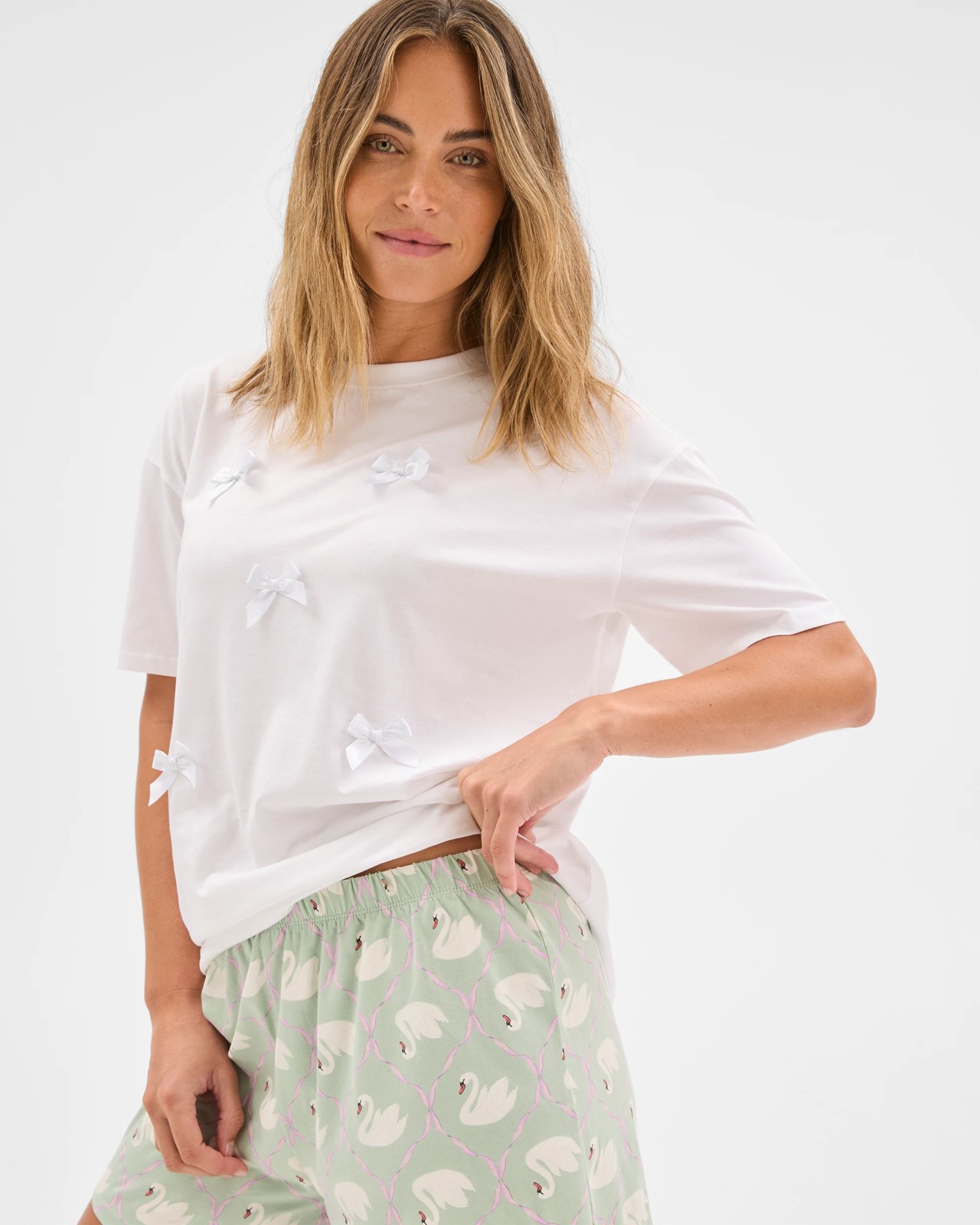Australian Cotton Jersey Pyjama Set - Swan 4 of 5