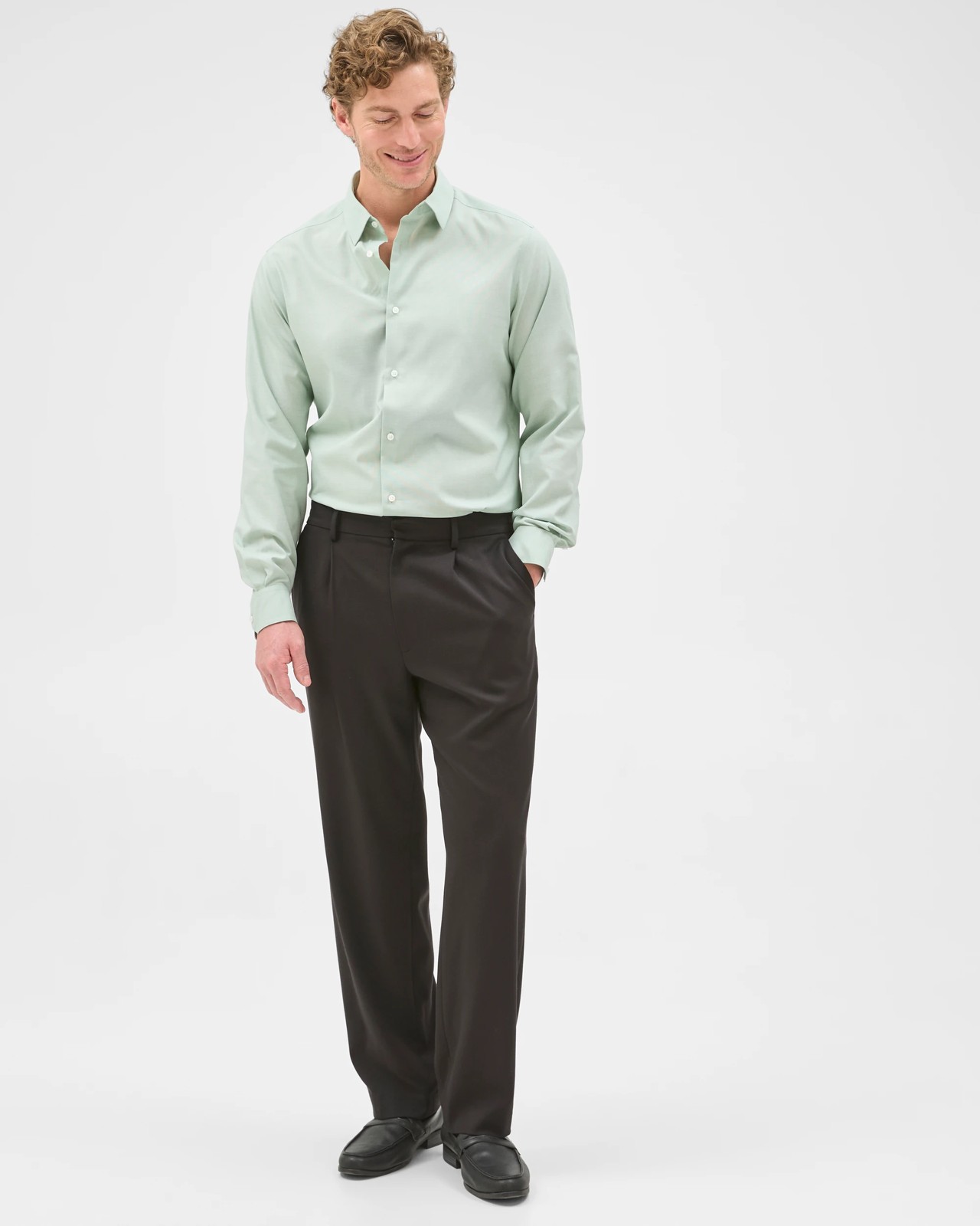 Preview Australian Cotton Non Iron Business Shirt - Green 3 of 5
