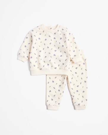 Baby Organic Cotton Print Jumper & Trackpant 2 Piece Set