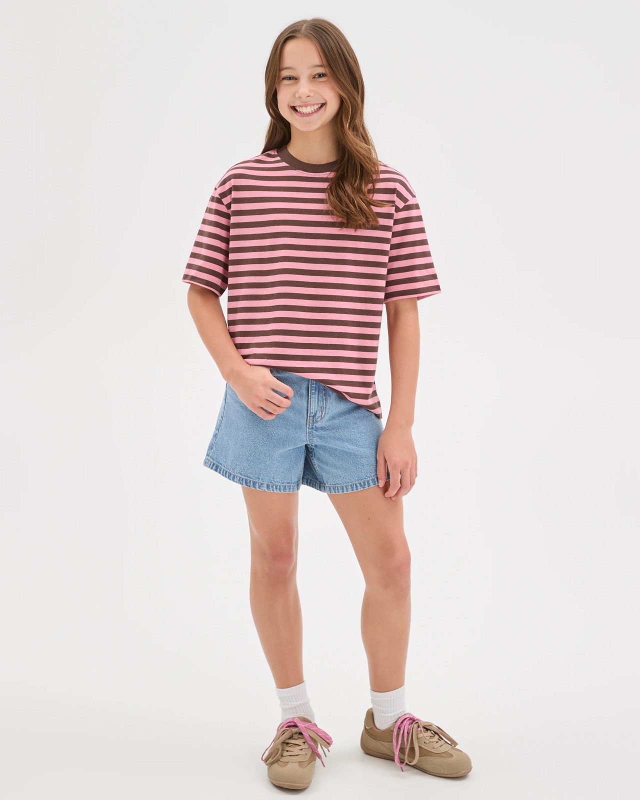 Organic Cotton Heavyweight Oversized T-Shirt - Pink/Choc 4 of 4
