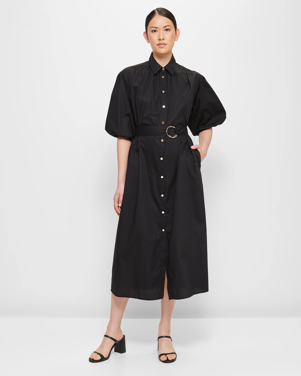 Gathered Detail Belted Shirt Dress Preview Target Australia