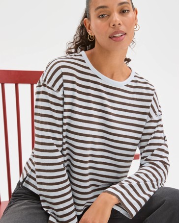 Australian Cotton Long Sleeve Relaxed Slub T-Shirt