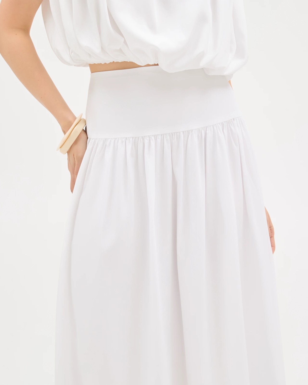 Lily Loves Lyocell A-Line Maxi Skirt - White 3 of 6