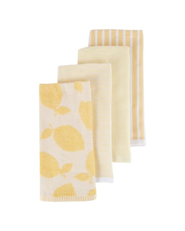 Anko 4 Pack Yellow Lemon Terry Tea Towels