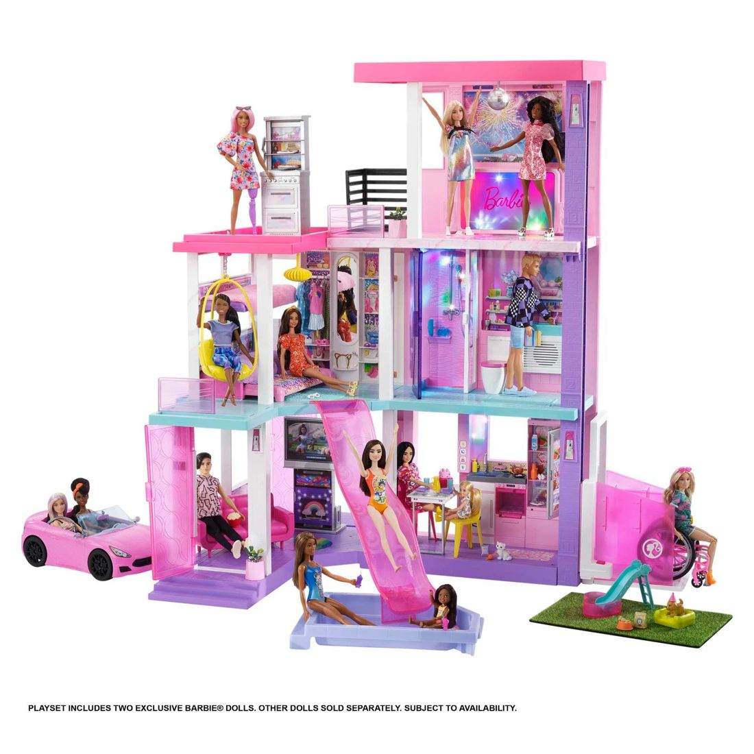 Barbie 60th Celebration DreamHouse Playset with 2 Dolls, Car & More