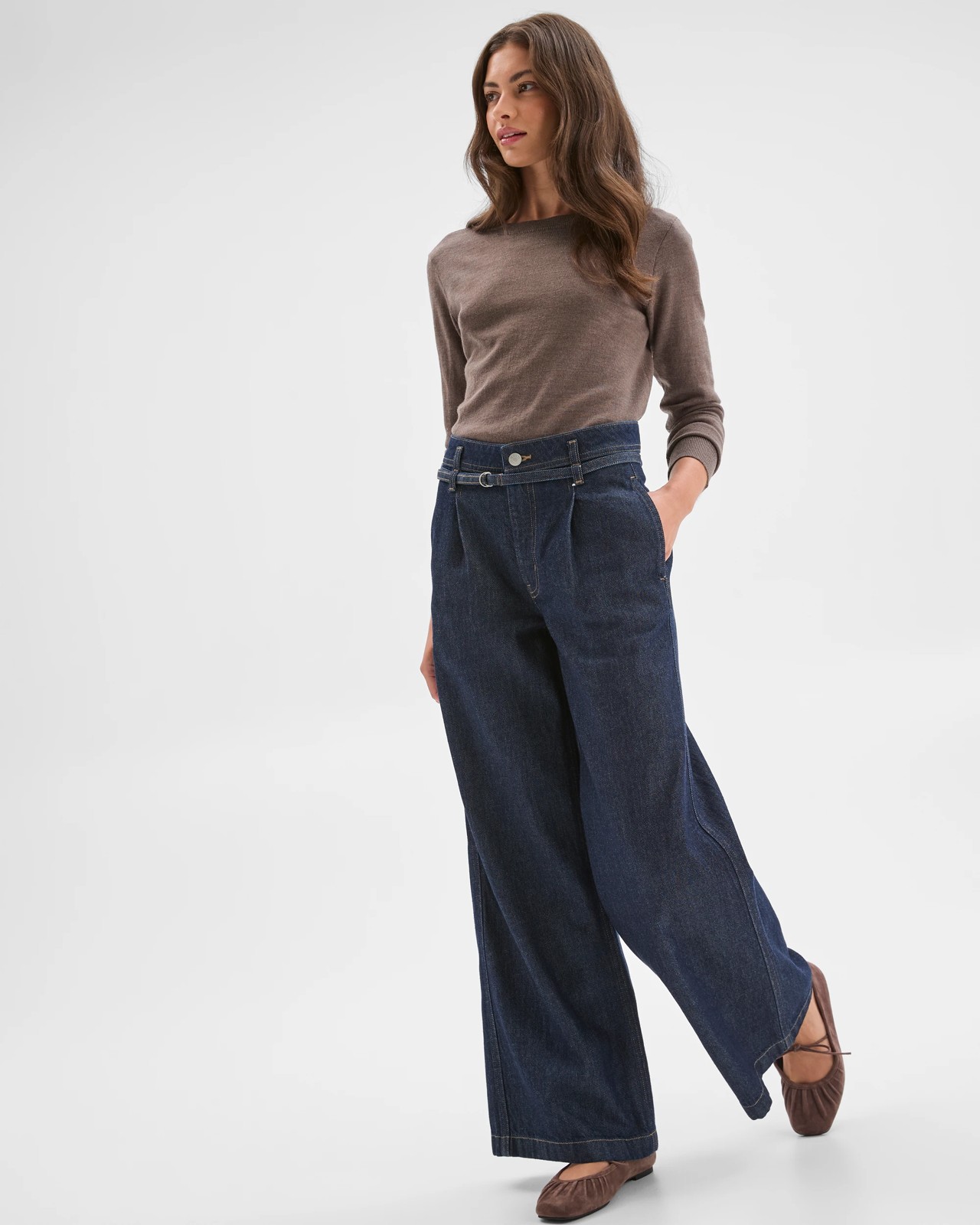 Petites Belted Slouch Denim Jeans 5 of 5