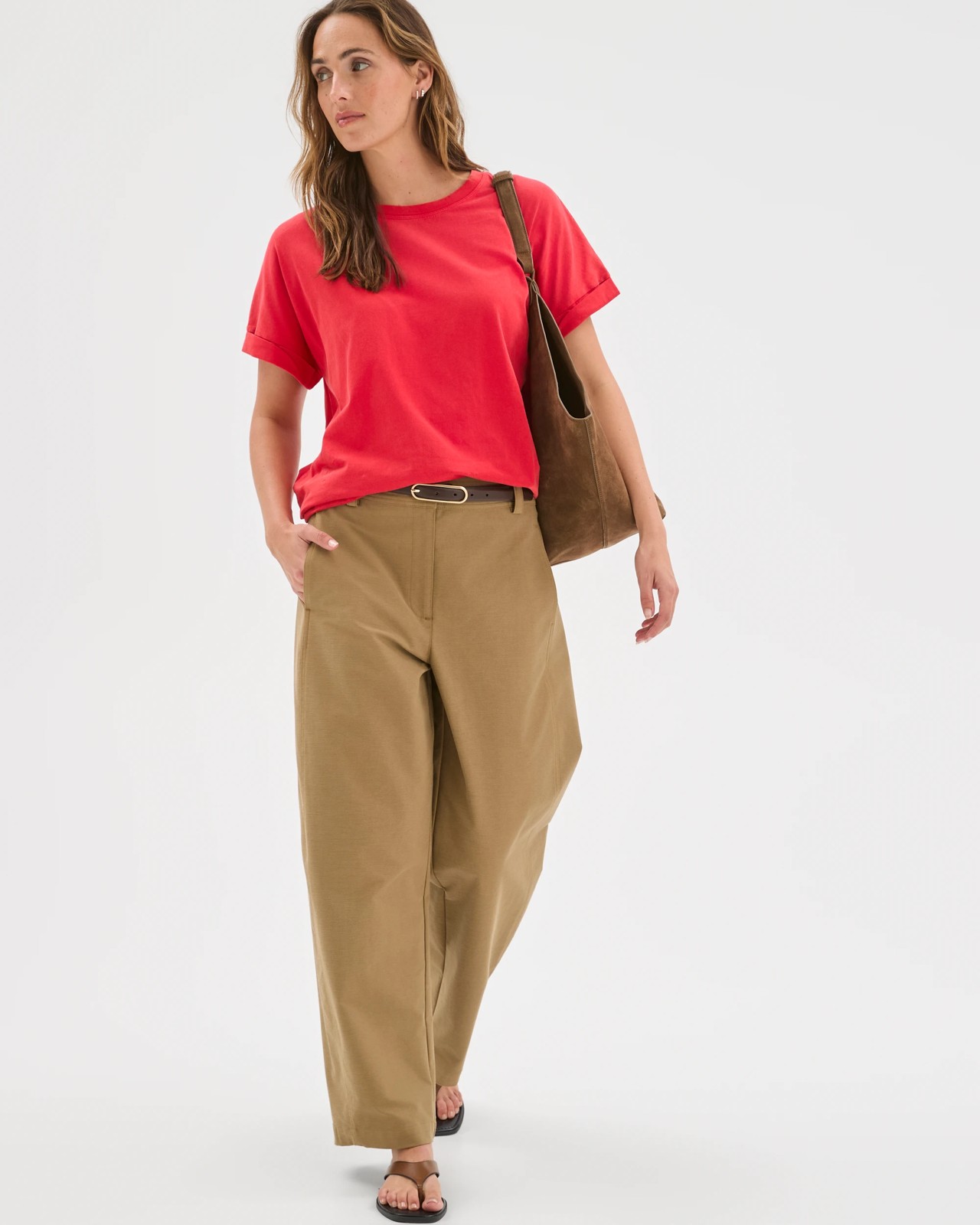 Australian Cotton Oversized Boxy T-Shirt - Soft Taupe 2 of 5