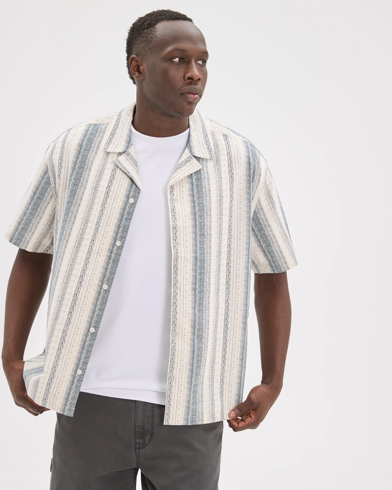Commons Australian Cotton Resort Print Shirt - Blue + White 5 of 6