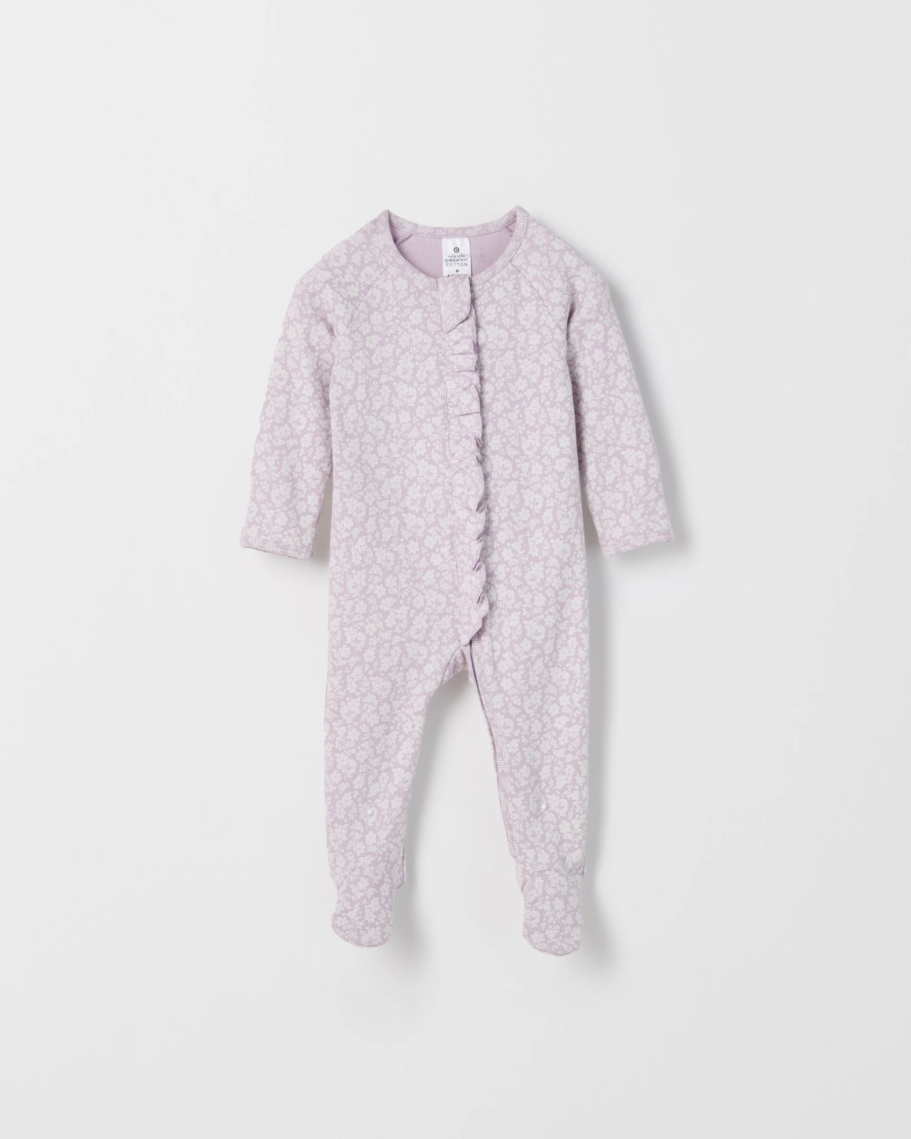Baby Organic Cotton Waffle Frill Coverall - Floral Thistle 3 of 3