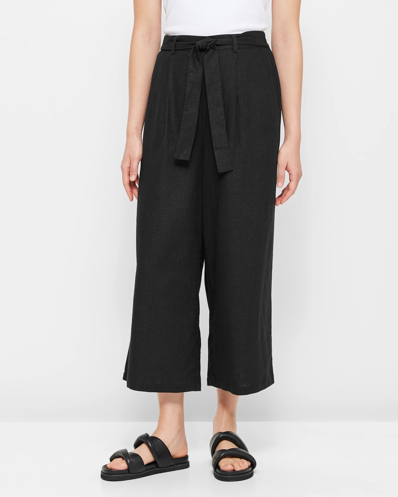 Linen Blend Wide Leg Culotte Pants | Target Australia