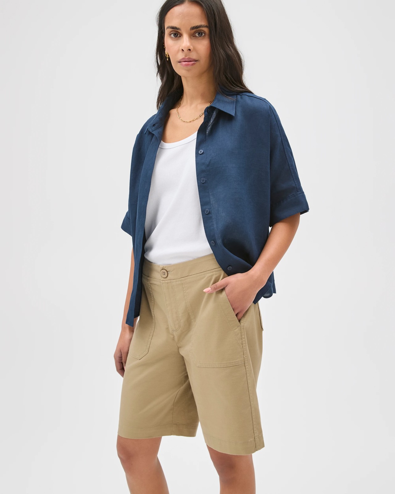 Rib Waist Shorts - Crushed Leaf 3 of 5