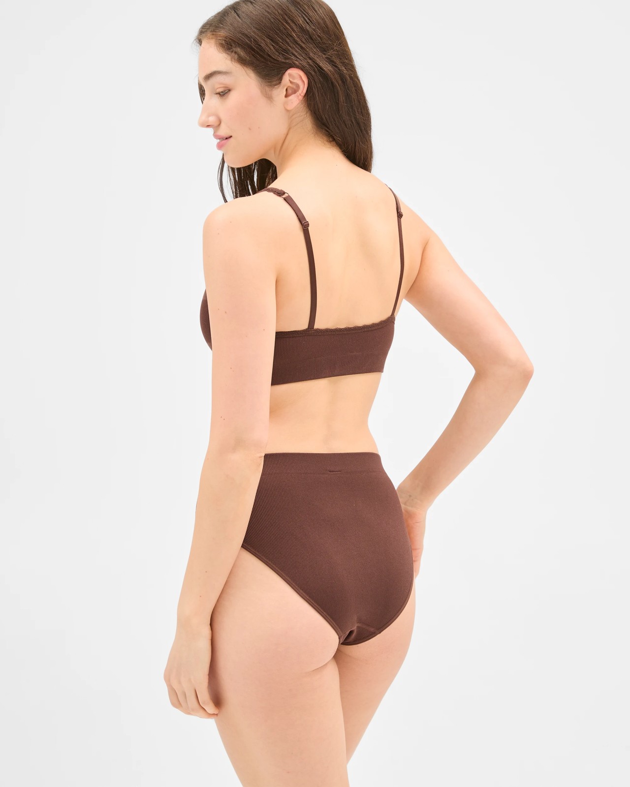 Lily Loves 2 Pack Rib Seamfree High Waist Bikini Briefs - Chocolate 6 of 6