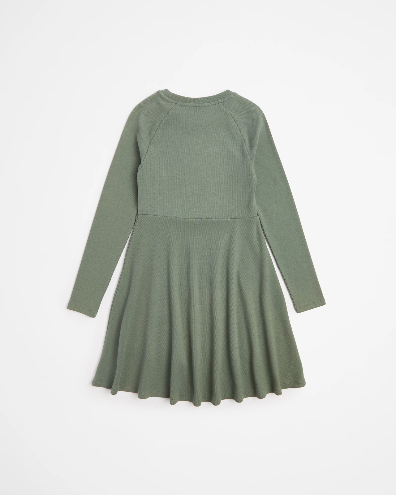 Long Sleeve Rib Skater Dress - Khaki | Target Australia