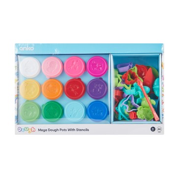 44 Piece Mega Dough Pots with Stencils - Anko