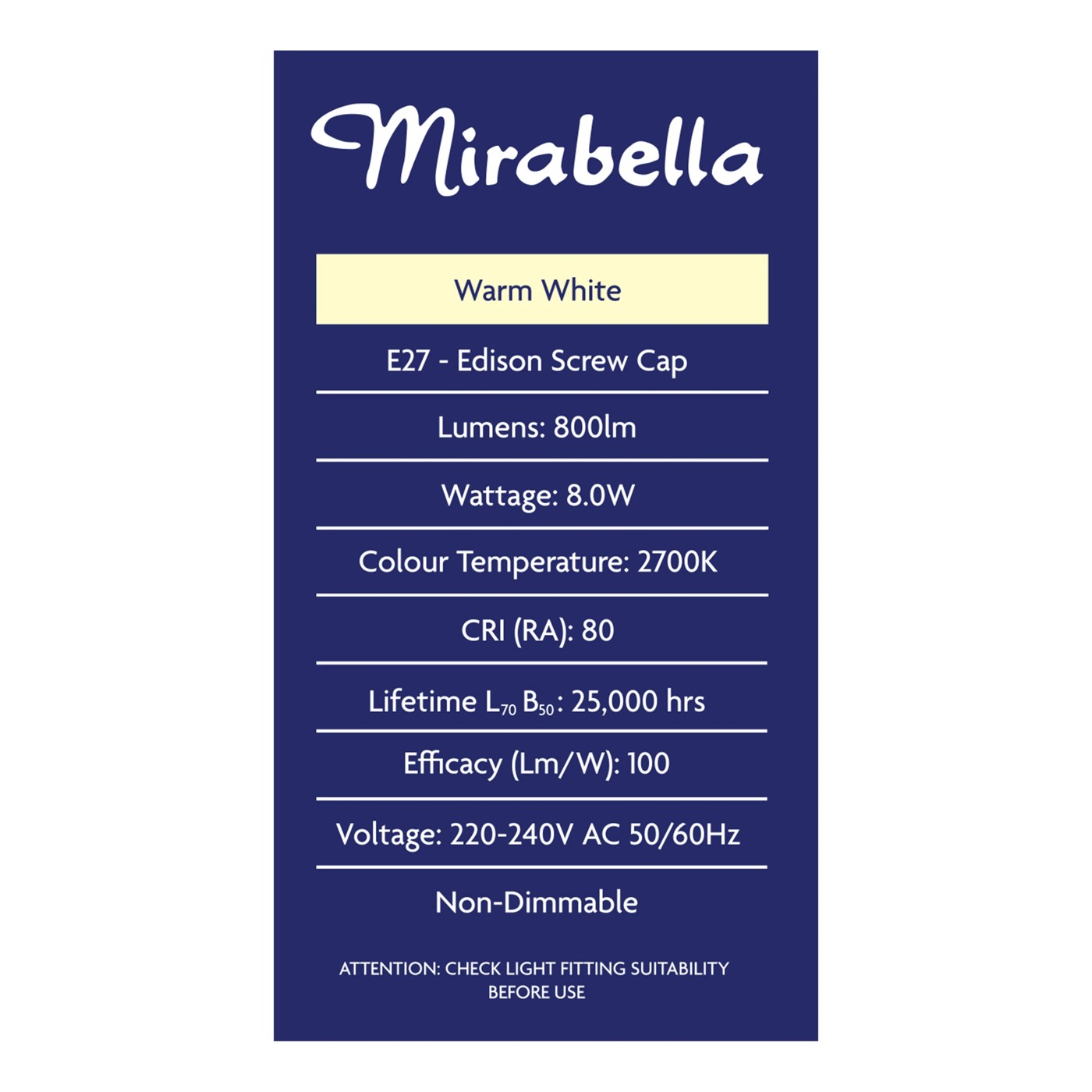 2 Pack I004005 Mirabella LED GLS ES 9W 806 Lumen - Warm White 2 of 5