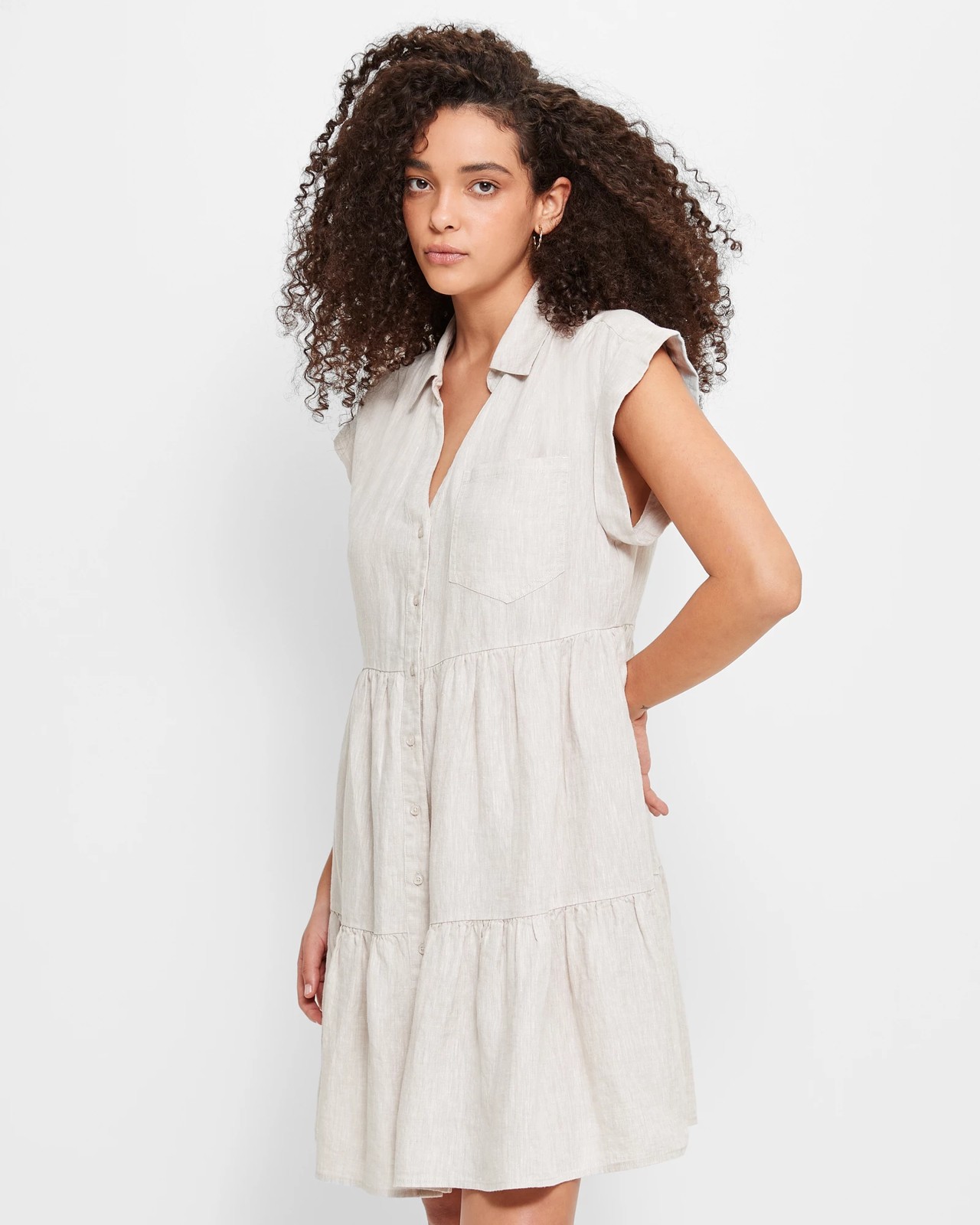 European Linen TIered Mini Dress | Target Australia