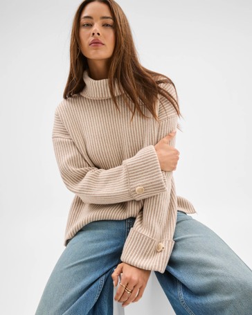 Lily Loves High Neck Rib Jumper