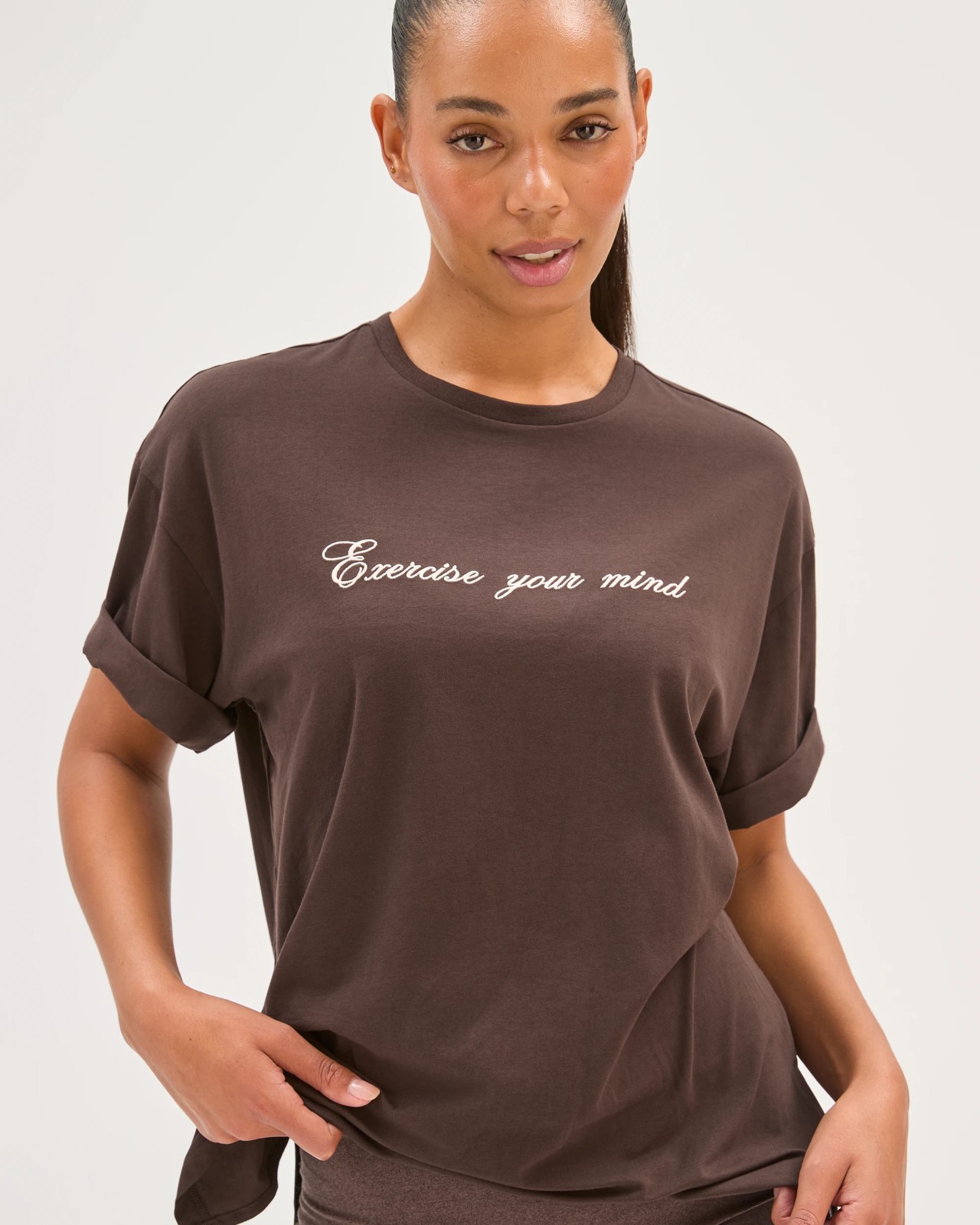 Active Australian Cotton Blend Oversized Graphic T-Shirt - Cocoa/Exercise 5 of 6