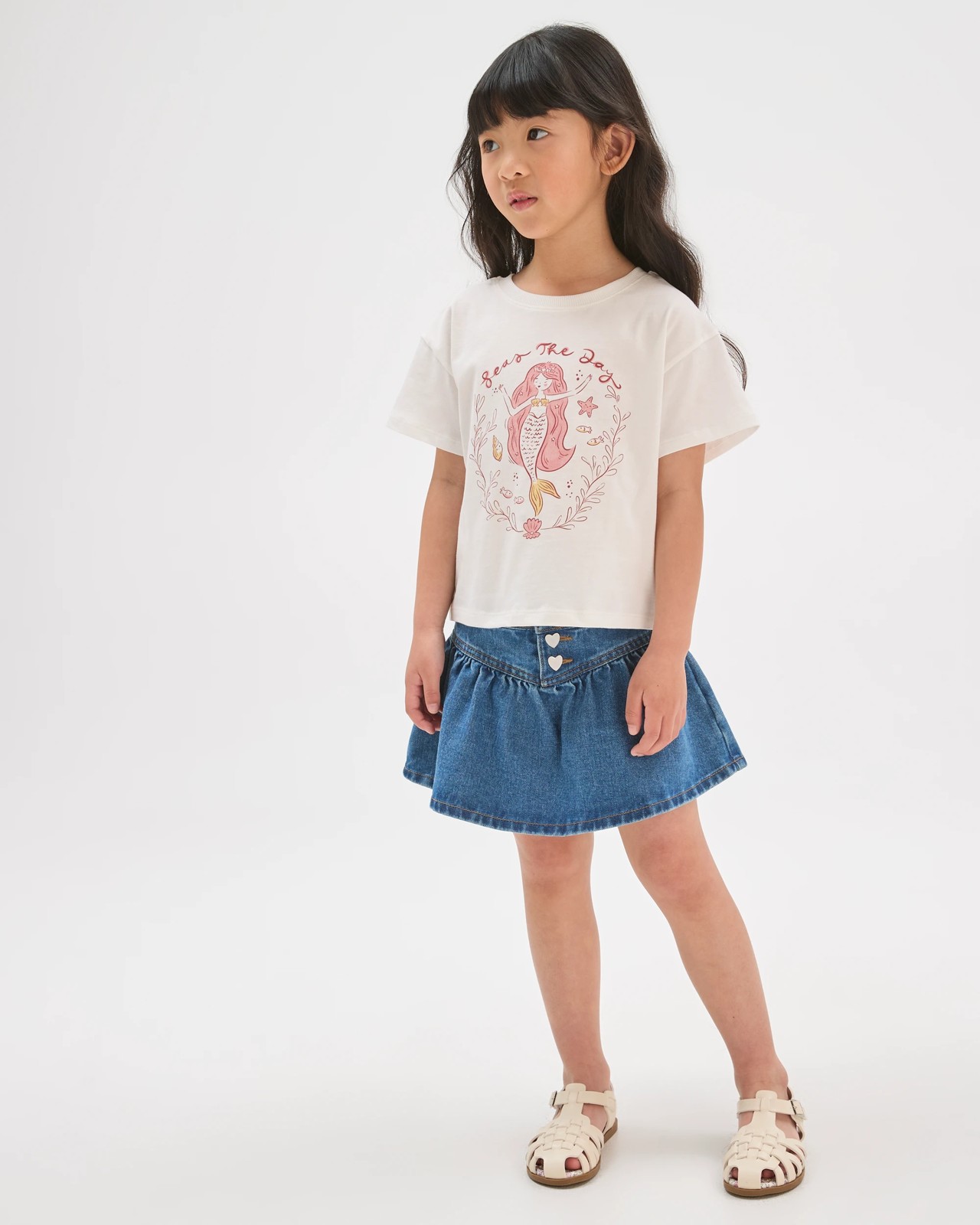 Australian Cotton Oversized T-Shirt - Mermaid Placement White 2 of 6