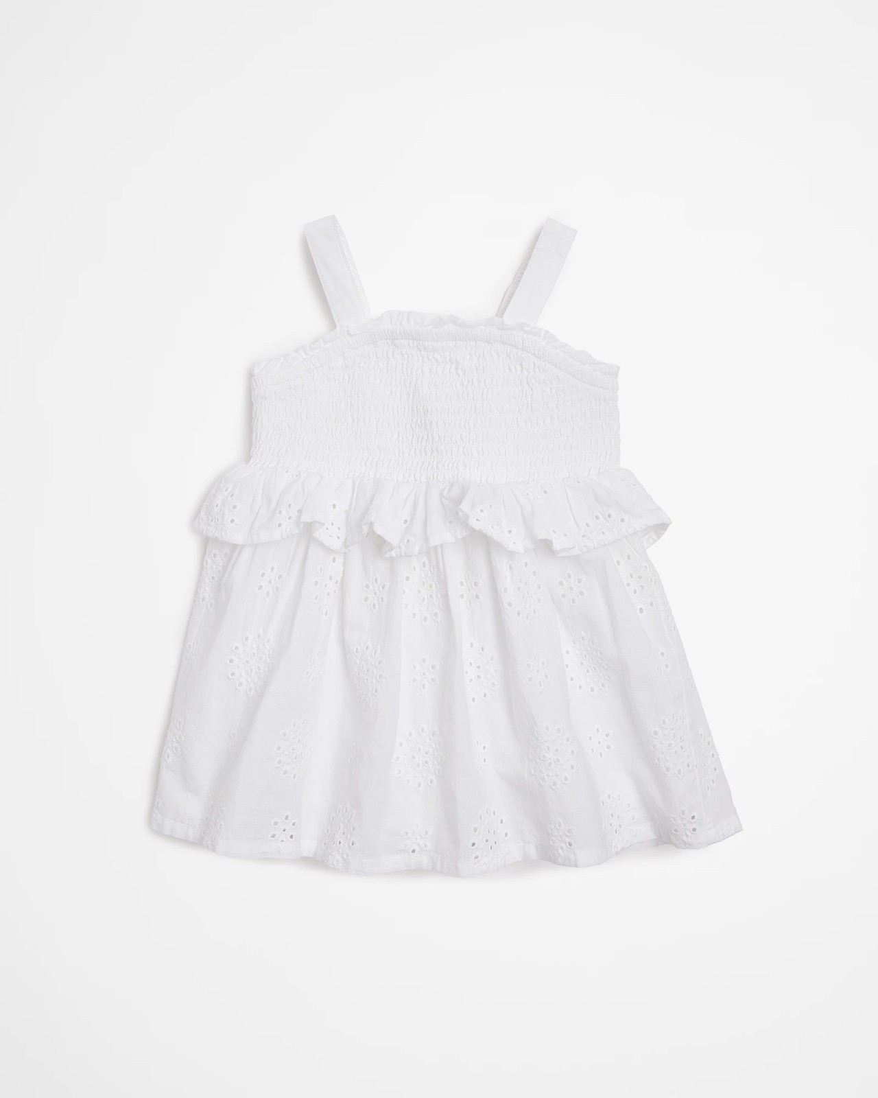 Baby Strappy Ruched Broderie Dress