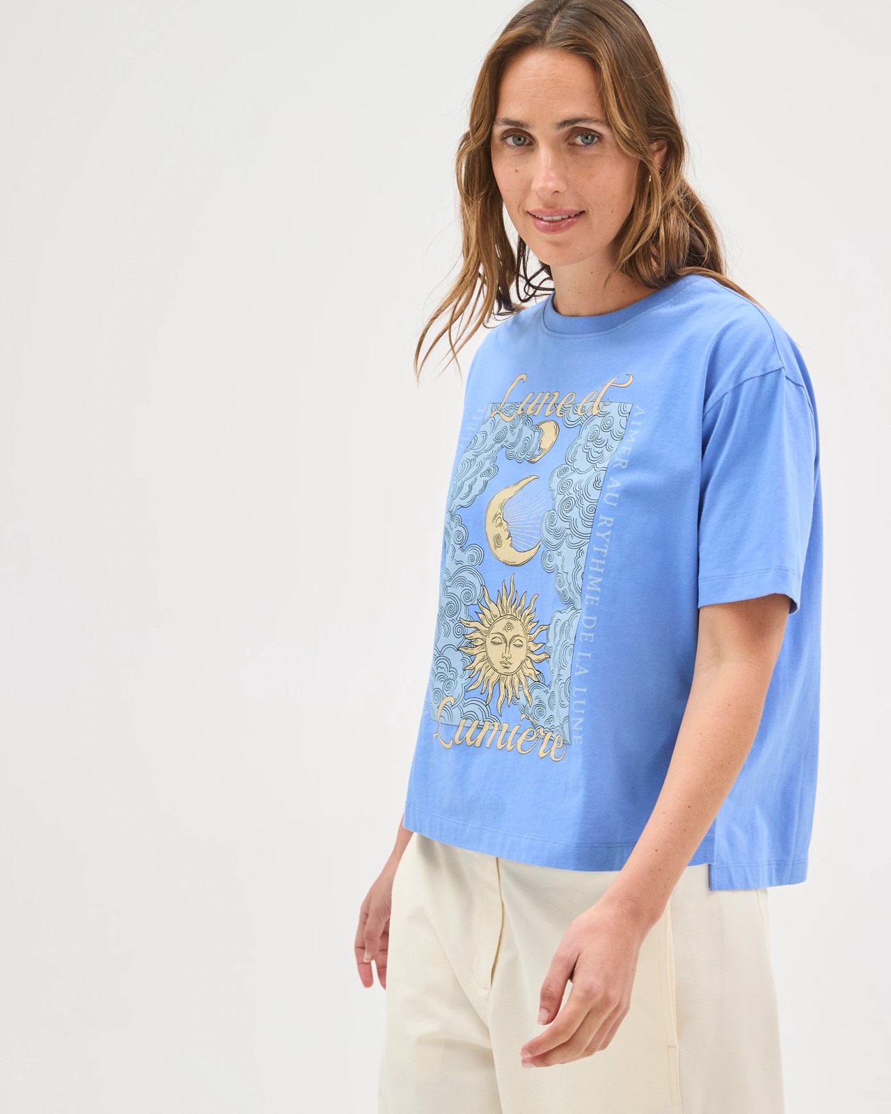 Australian Cotton Boxy Print T-Shirt - Blue Lune 5 of 6