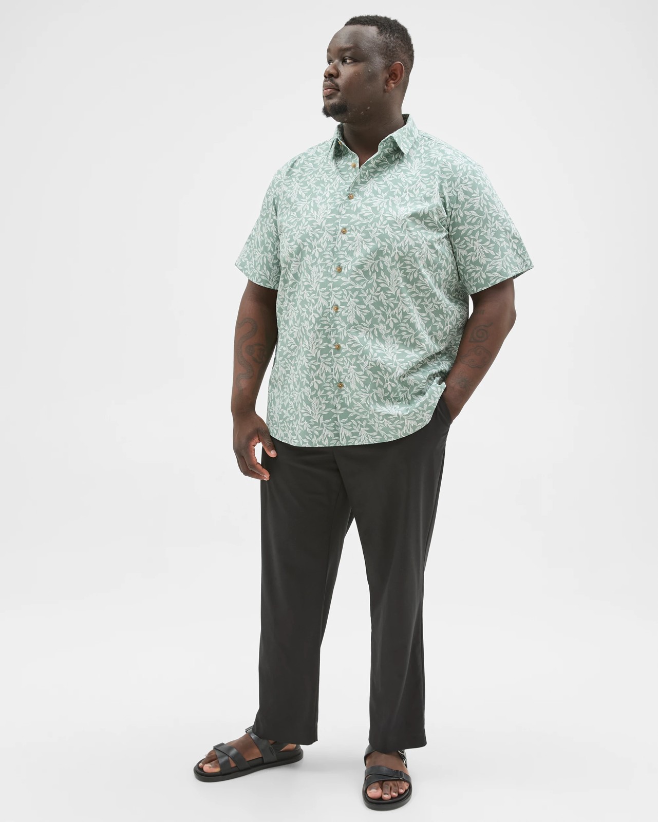 Plus Size Australian Cotton Short Sleeve Business Shirt - Green 2 of 6