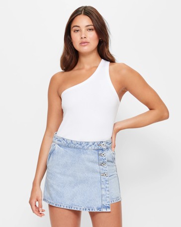 One Shoulder Ribbed Tank Top - Lily Loves