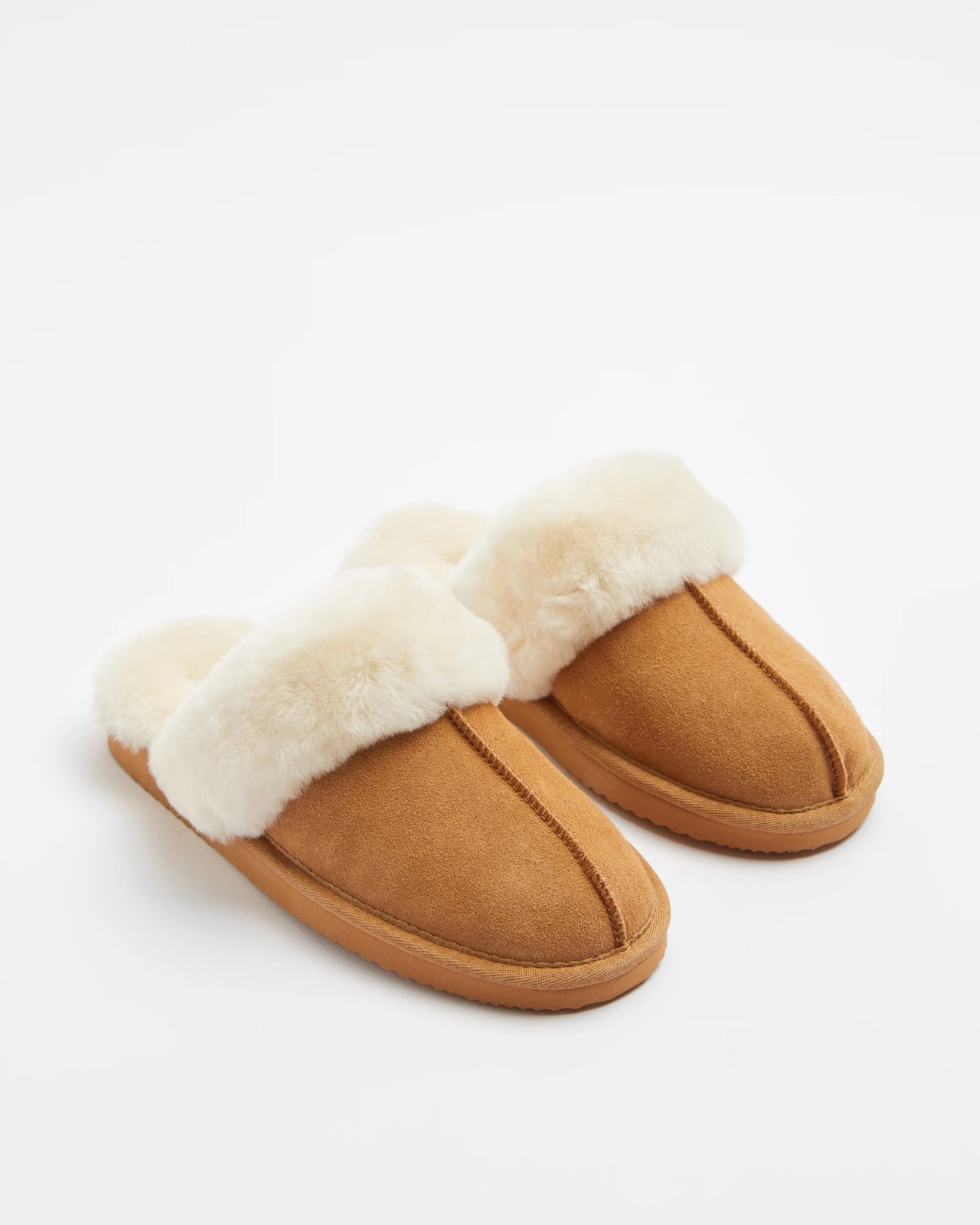 Womens Sheepskin and Leather Slipper Scuff - Chestnut | Target Australia