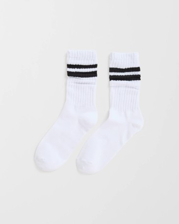Australian Cotton Blend Slouch Sports Stripe Crew Socks