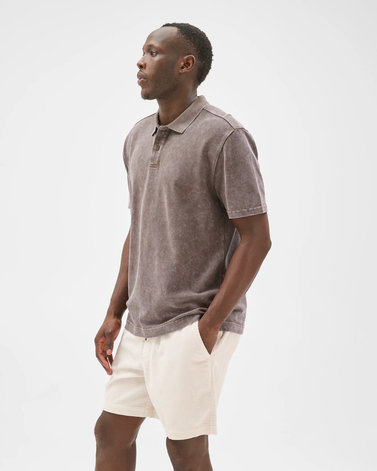 Commons Australian Cotton Overdyed Pique Polo Top - Blackwash 3 of 5