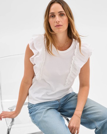 Australian Cotton Sleeveless Ruffle Tank Top