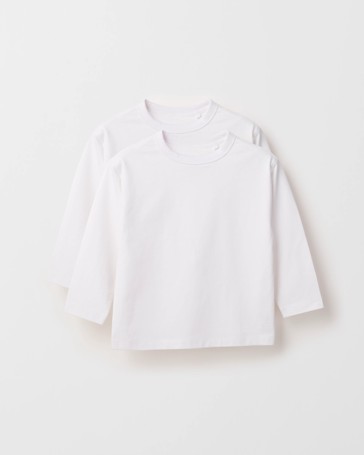 Organic Cotton 2 Pack Plain Long Sleeve T-Shirt