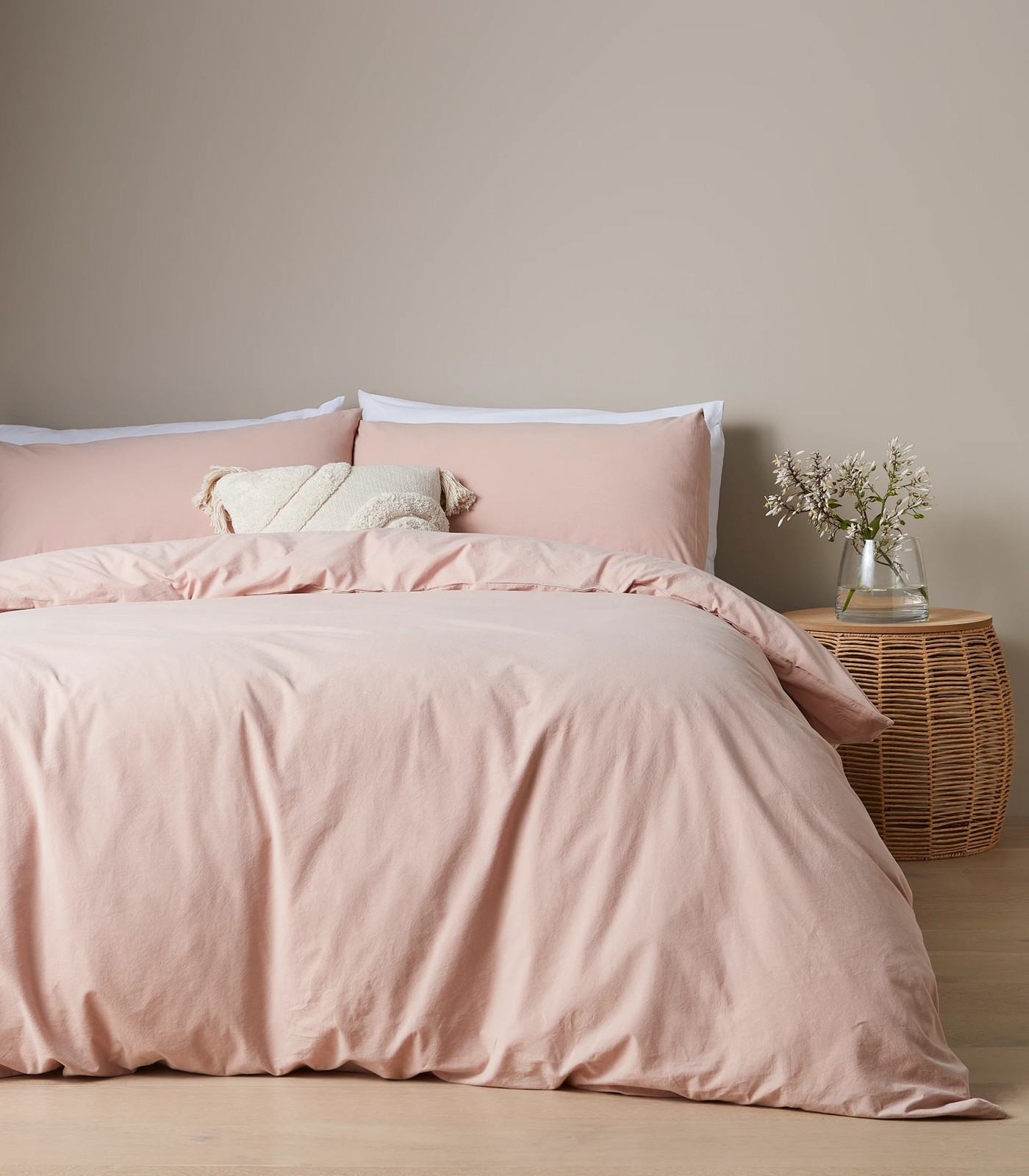 Arlo Stonewash Quilt Cover Set - Rose Dust