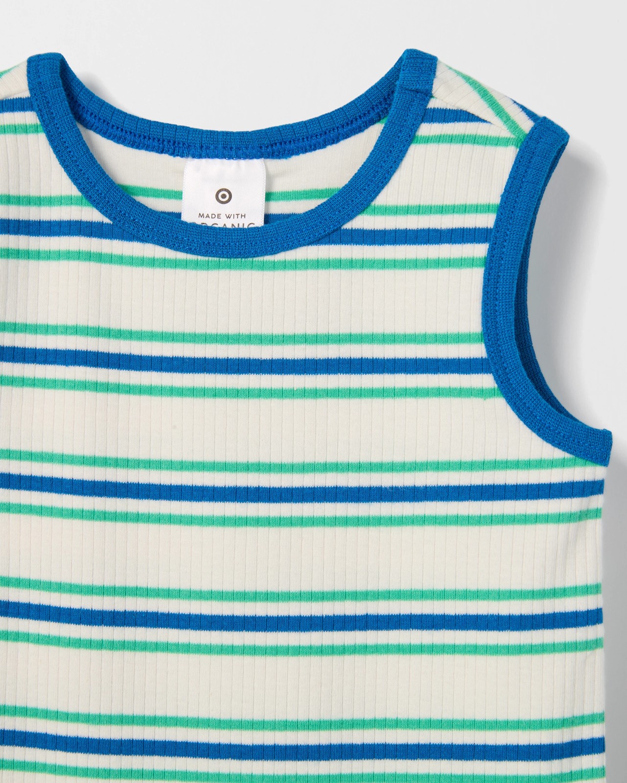 Baby Organic Cotton 3 Pack Sleeveless Rib Bodysuits - Varsity Stripe 2 of 3