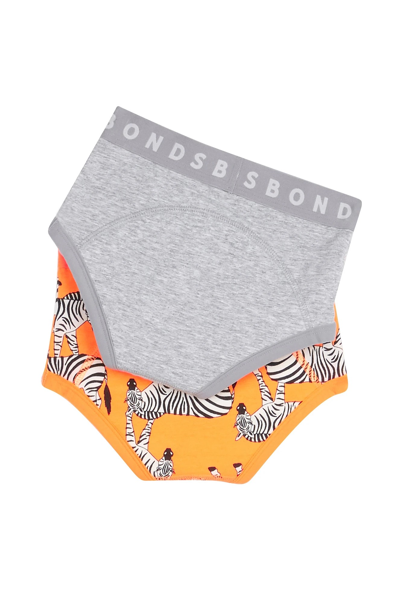 Bonds Whoopsies Toilet Training Underwear - 2 Pack - Grey Orange Zebra