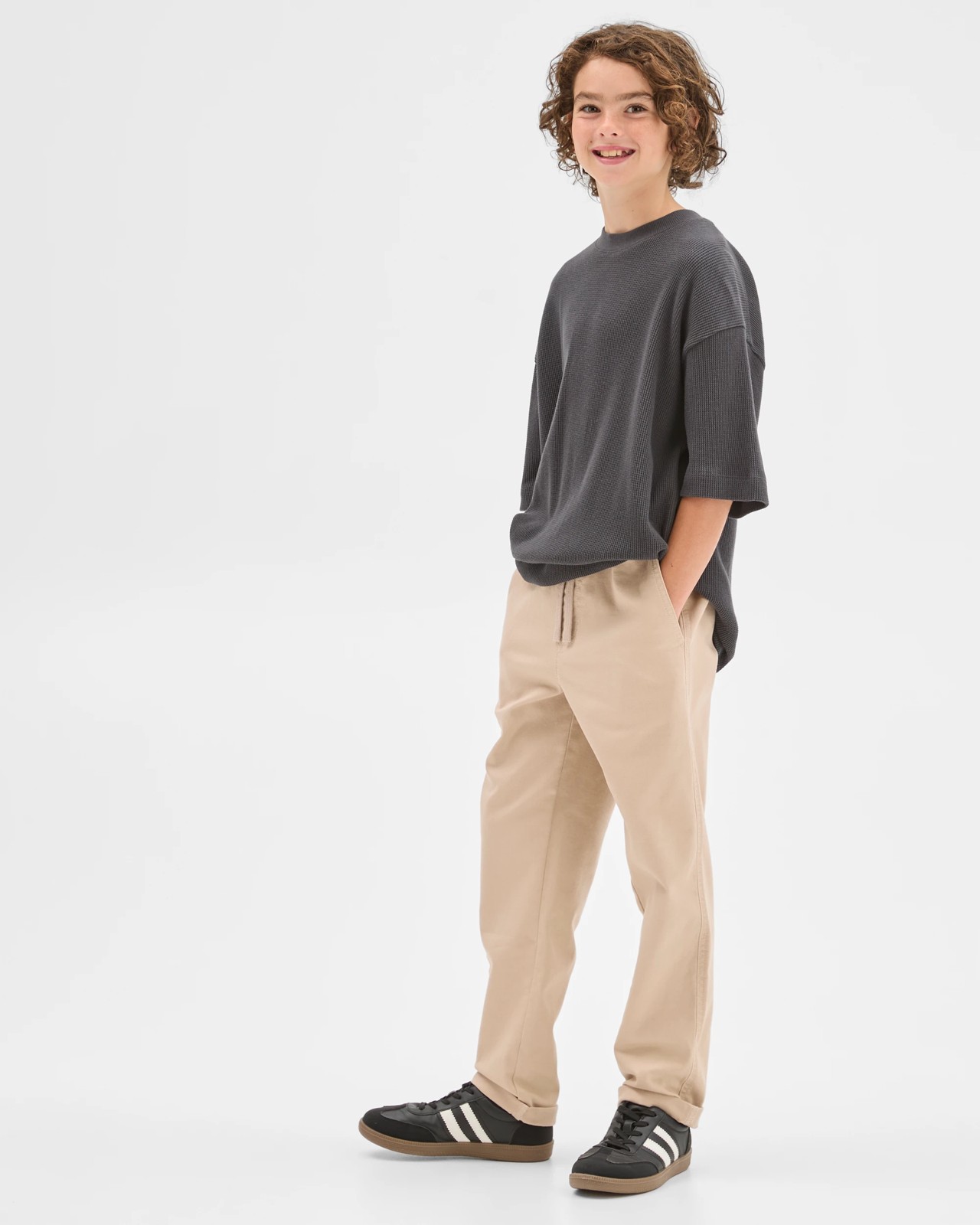 Elastic Waist Chino Pants - Stone 3 of 5