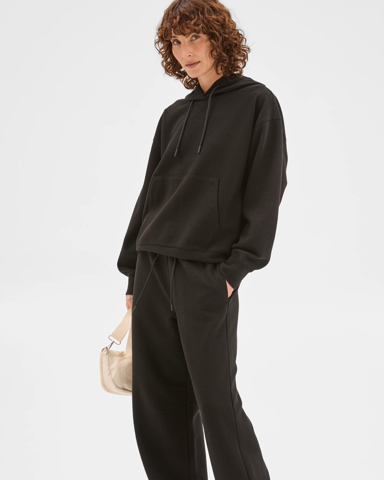 Active Australian Cotton Blend Crinkle Hoodie - Black 3 of 5