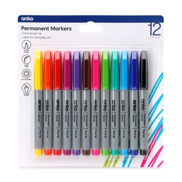 Permanent Markers  12 Pack - Anko