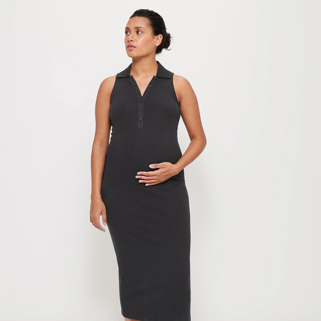 Maternity Ribbed Collar Henley Dress Target Australia