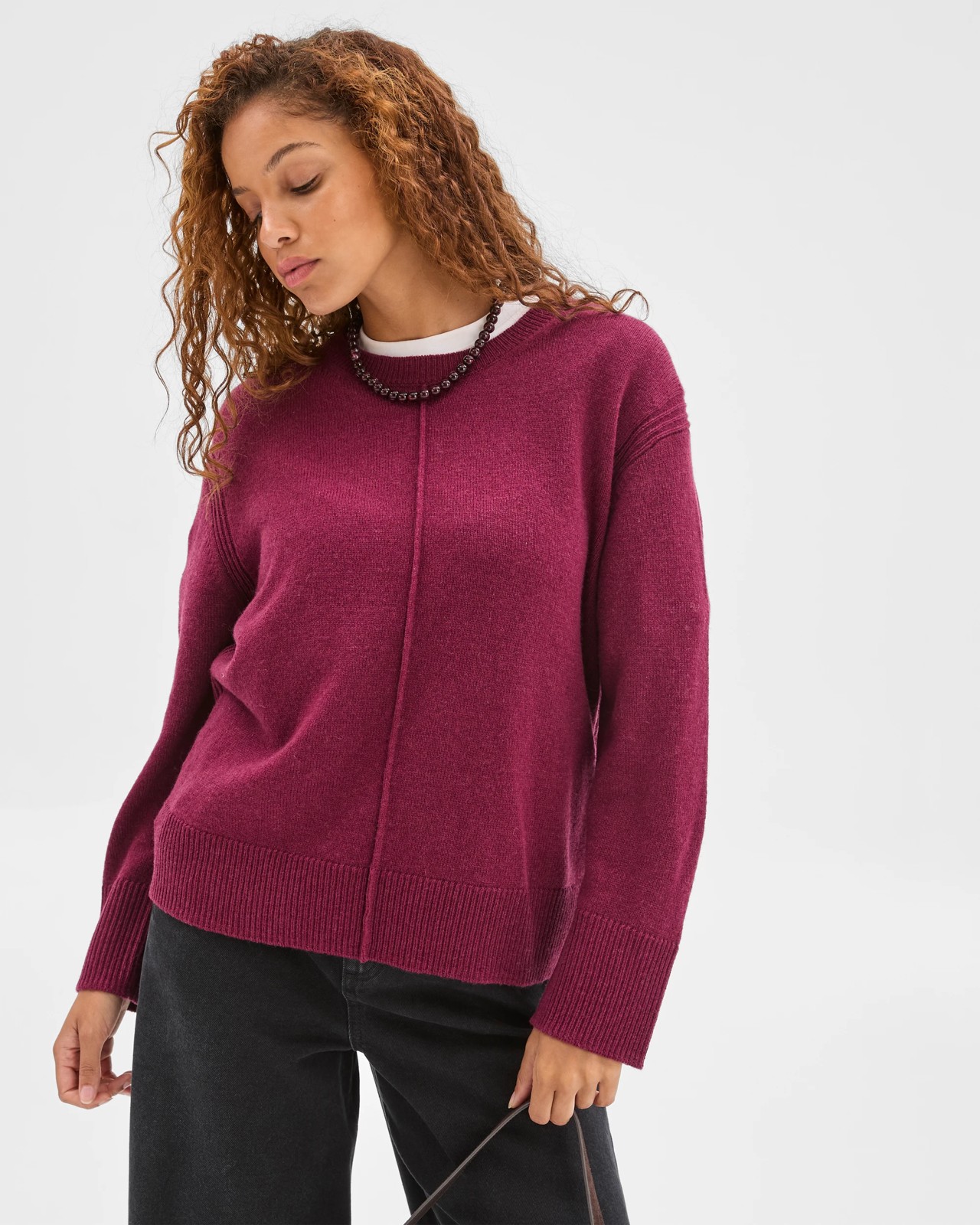 Lambswool Long Sleeve Sweater - Pansy 2 of 6