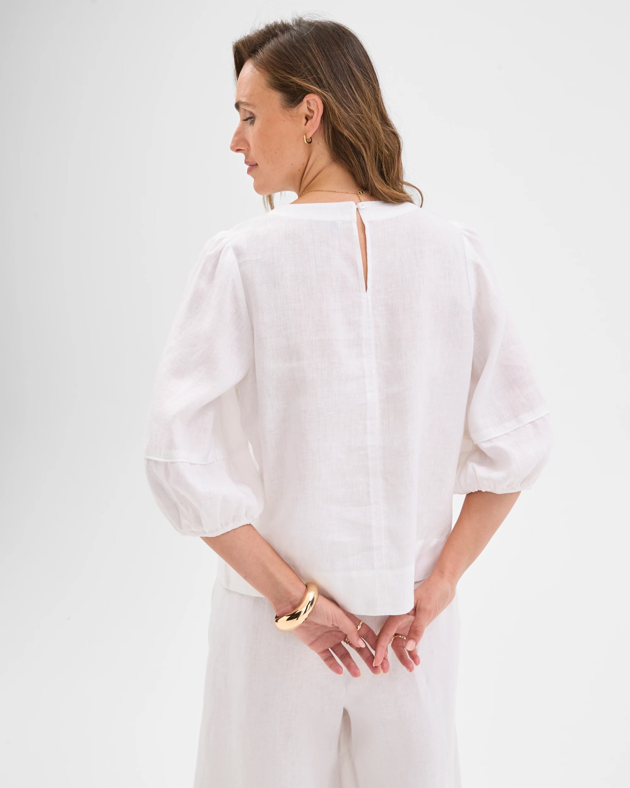 European Linen Femme Popover Blouse - White 6 of 6