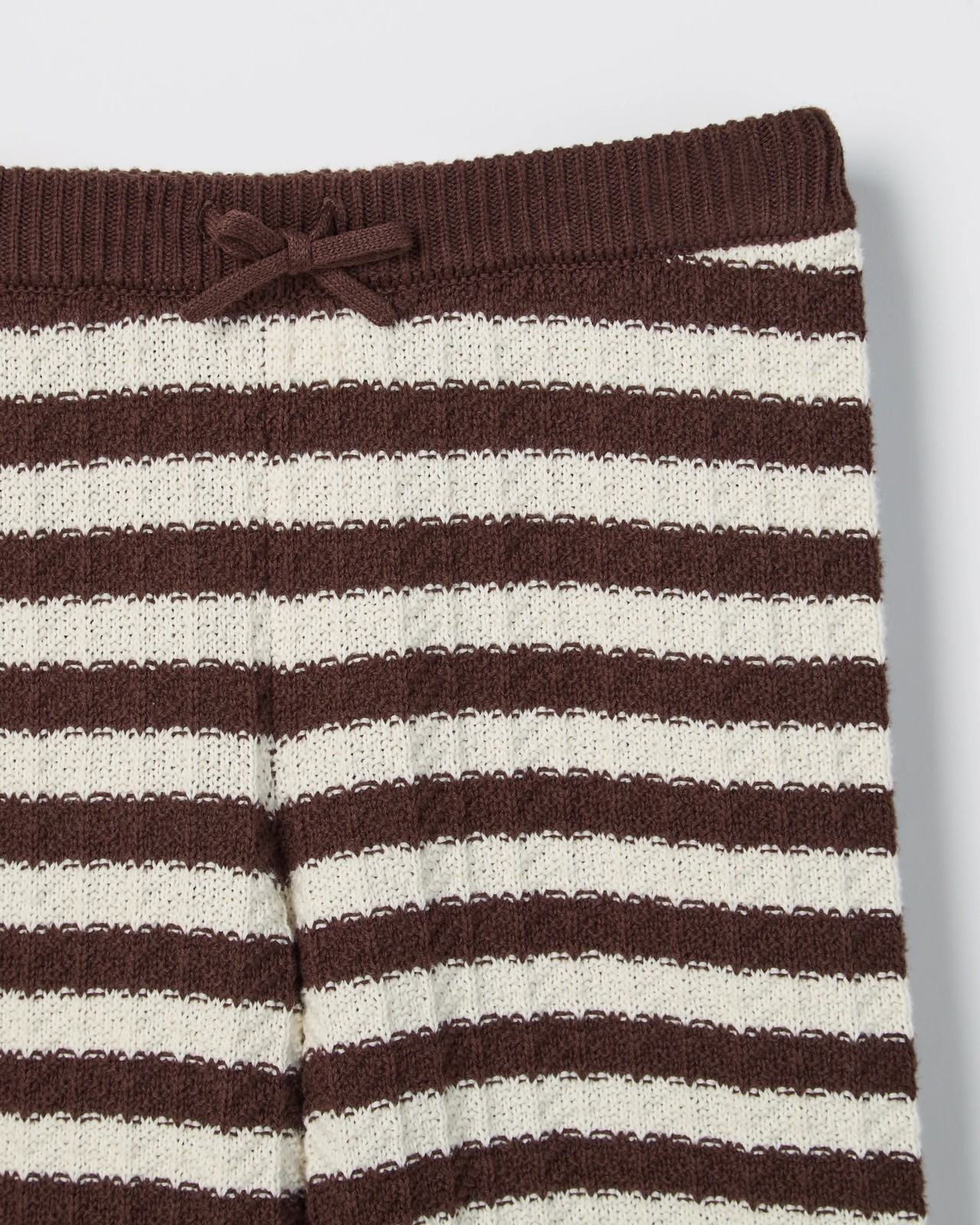 Australian Cotton Crochet Wide Leg Pants - Stripe Chocolate 6 of 6