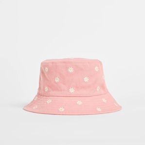 Kids Embroidered Daisy Denim Bucket Hat