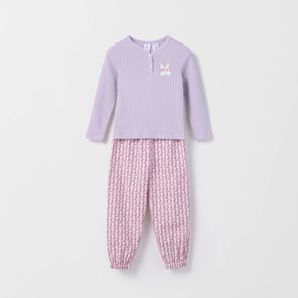 Australian Cotton Younger Girls Henley Top and Flannel Pants Pyjama Set product image