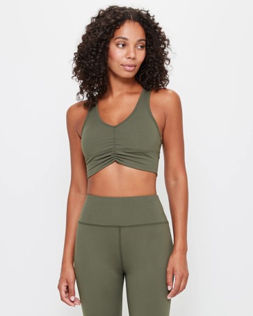 Active Ruched Plunge Crop Top
