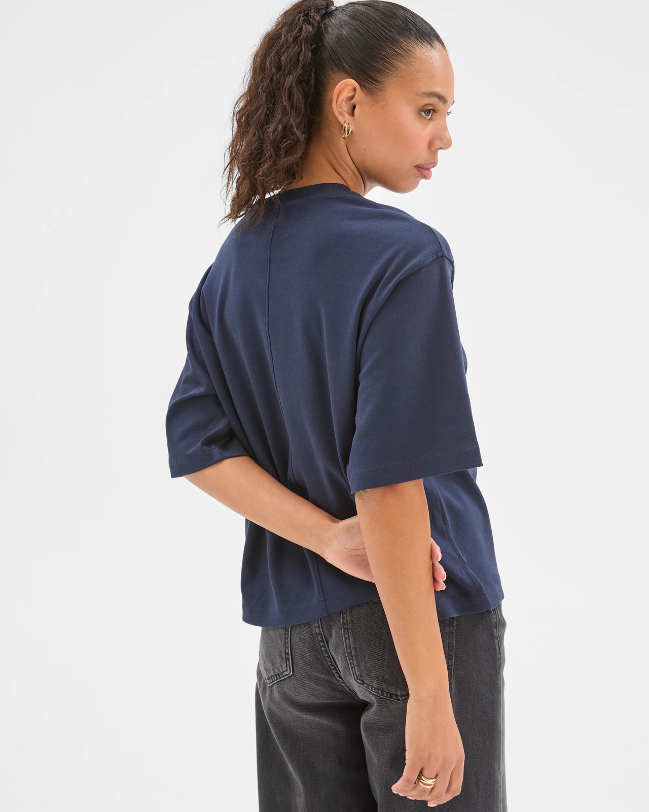 Australian Cotton Heavyweight Boxy T-Shirt - Navy Blazer 5 of 6