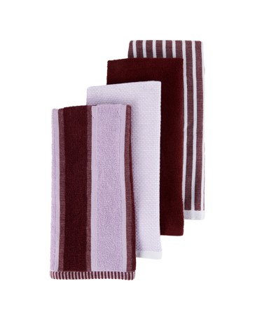 Anko 4 Pack Lilac Stripe Terry Tea Towels